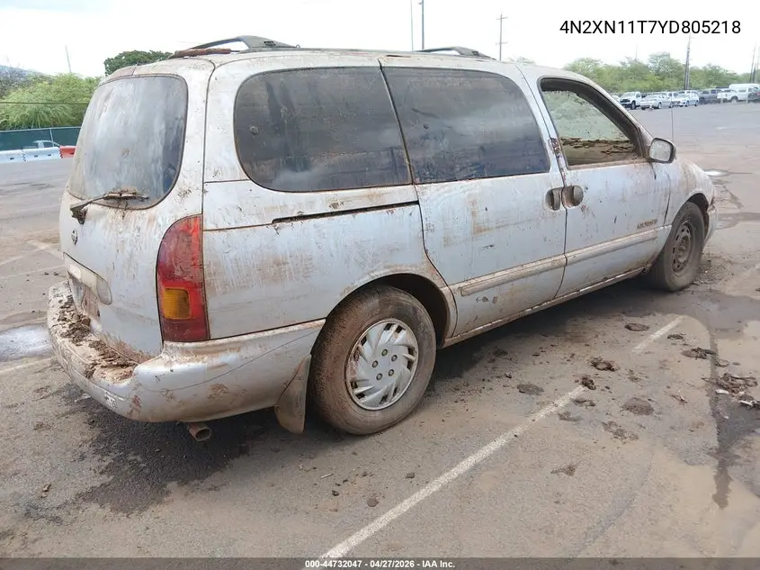 2000 Nissan Quest Gle/Gxe/Se-Cloth/Se-Leather VIN: 4N2XN11T7YD805218 Lot: 44732047