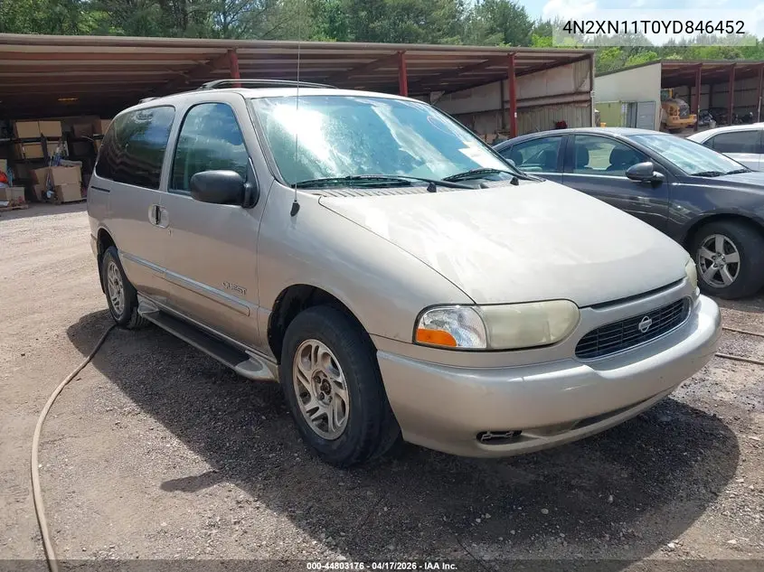 2000 Nissan Quest Gle/Gxe/Se-Cloth/Se-Leather VIN: 4N2XN11T0YD846452 Lot: 44803176