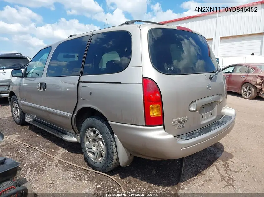 2000 Nissan Quest Gle/Gxe/Se-Cloth/Se-Leather VIN: 4N2XN11T0YD846452 Lot: 44803176