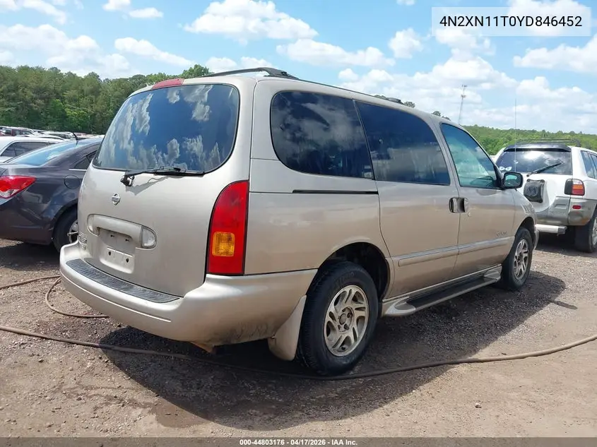 2000 Nissan Quest Gle/Gxe/Se-Cloth/Se-Leather VIN: 4N2XN11T0YD846452 Lot: 44803176