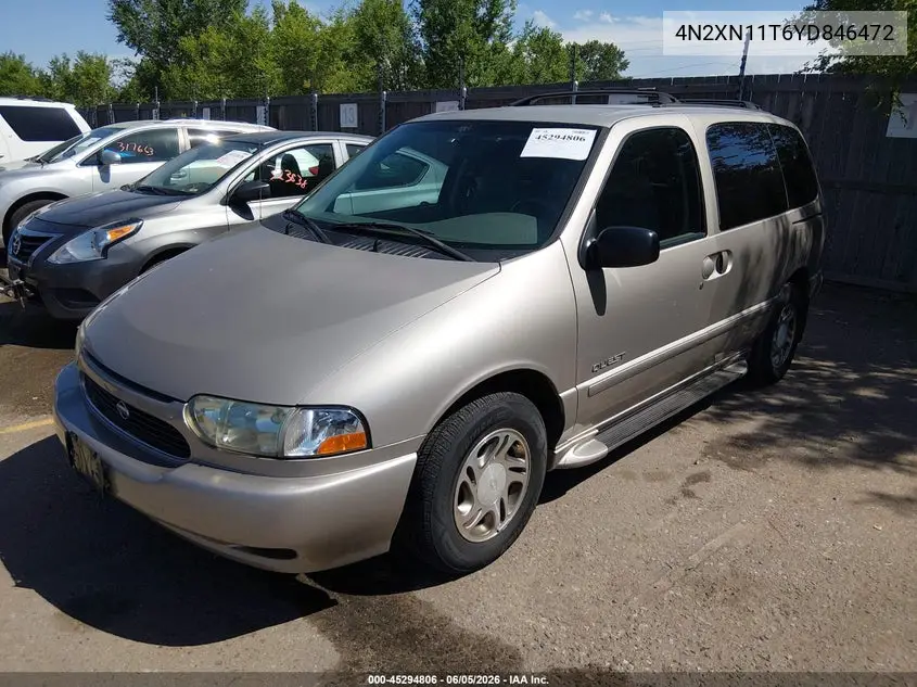 2000 Nissan Quest Gle/Gxe/Se-Cloth/Se-Leather VIN: 4N2XN11T6YD846472 Lot: 45294806