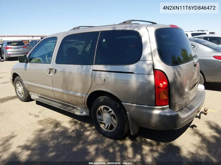 2000 Nissan Quest Gle/Gxe/Se-Cloth/Se-Leather VIN: 4N2XN11T6YD846472 Lot: 45294806