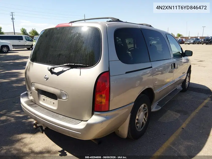 2000 Nissan Quest Gle/Gxe/Se-Cloth/Se-Leather VIN: 4N2XN11T6YD846472 Lot: 45294806