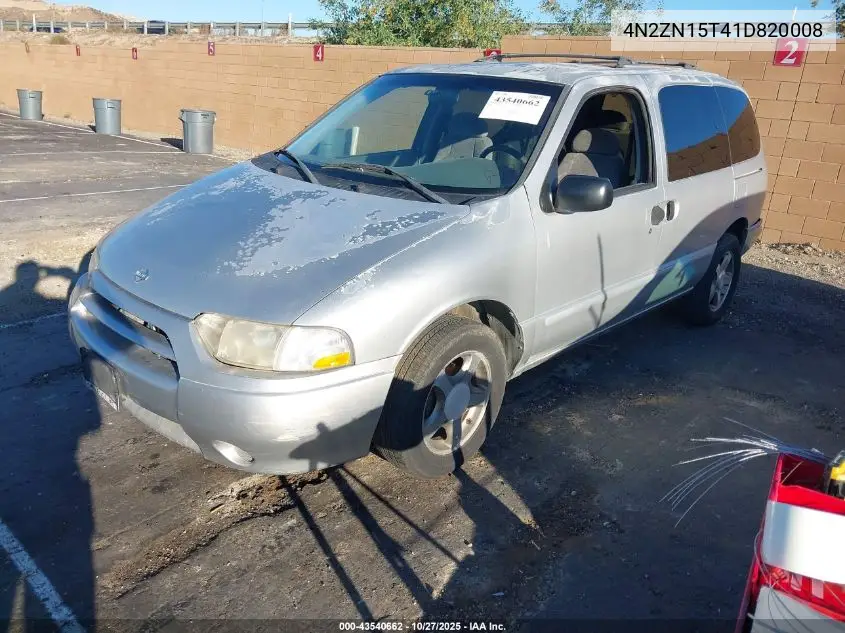 4N2ZN15T41D820008 2001 Nissan Quest Gxe