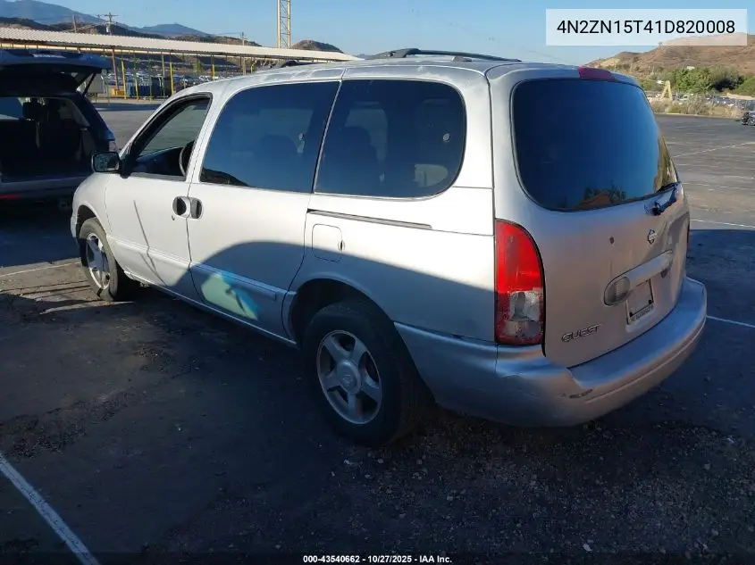 4N2ZN15T41D820008 2001 Nissan Quest Gxe