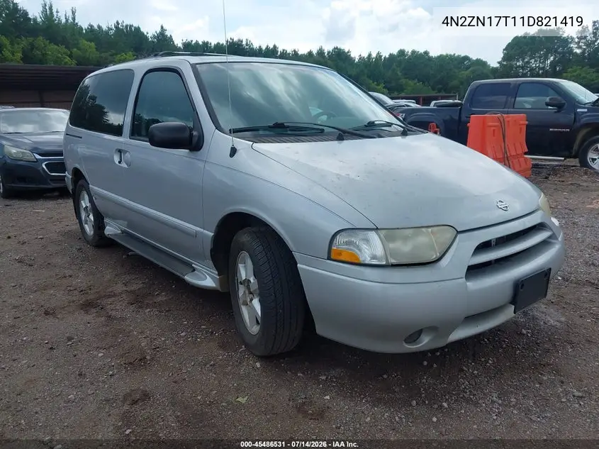 2001 Nissan Quest Gle VIN: 4N2ZN17T11D821419 Lot: 45486531