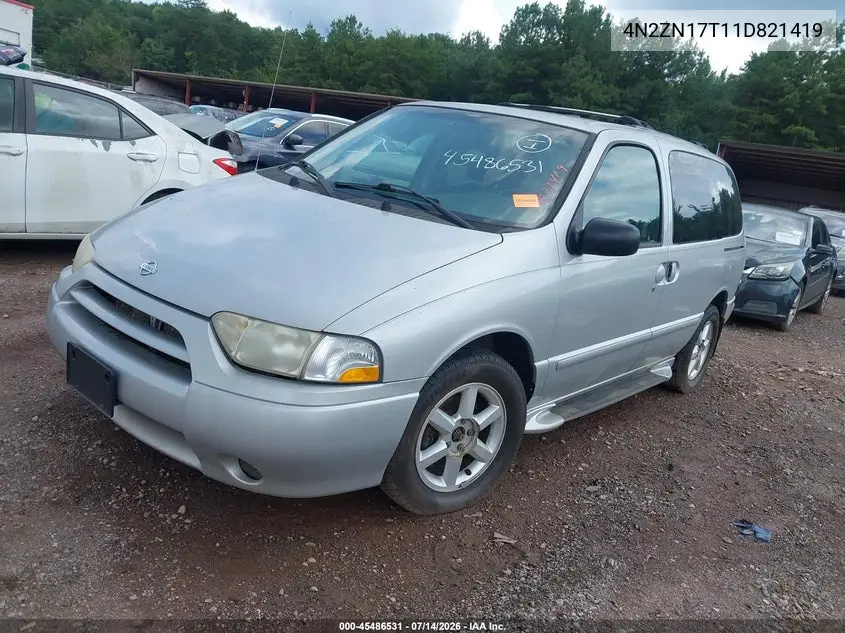 2001 Nissan Quest Gle VIN: 4N2ZN17T11D821419 Lot: 45486531