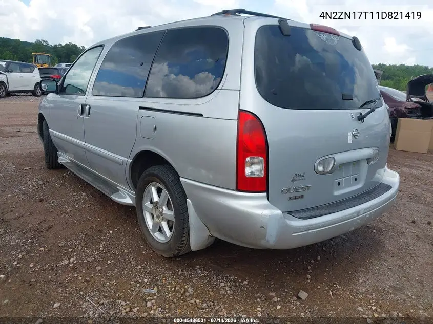 2001 Nissan Quest Gle VIN: 4N2ZN17T11D821419 Lot: 45486531