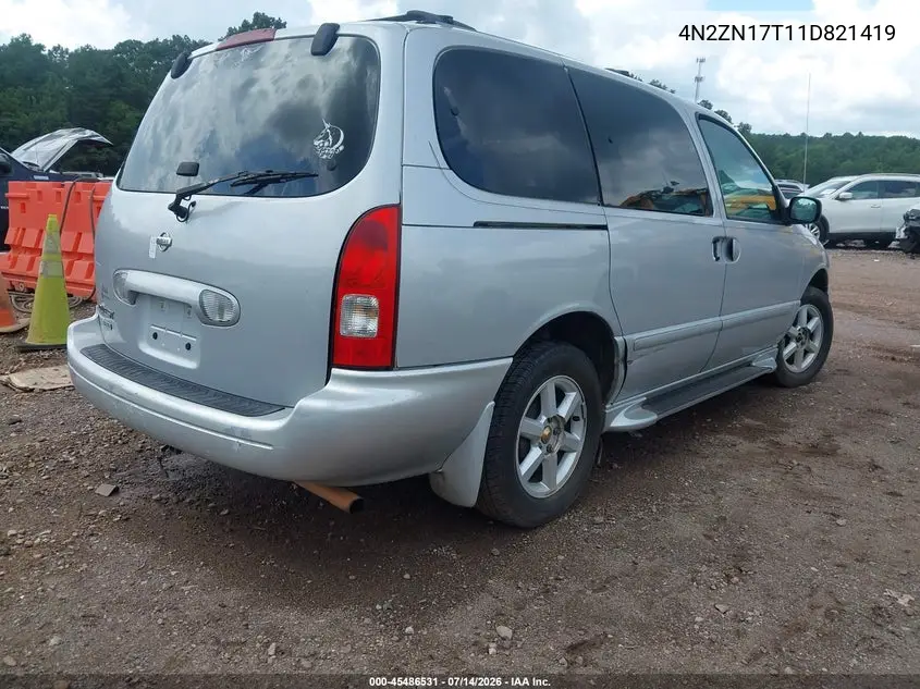 2001 Nissan Quest Gle VIN: 4N2ZN17T11D821419 Lot: 45486531