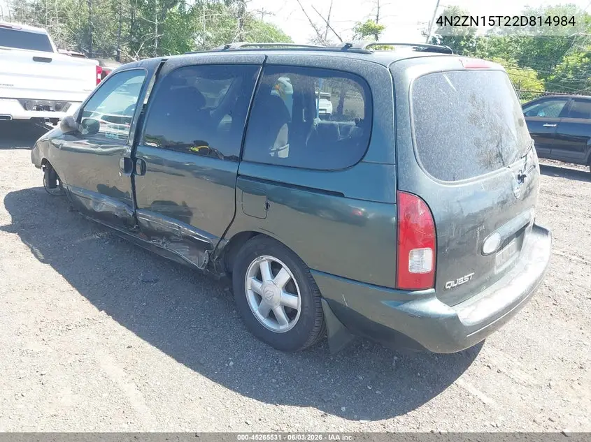 2002 Nissan Quest Gxe VIN: 4N2ZN15T22D814984 Lot: 45265531