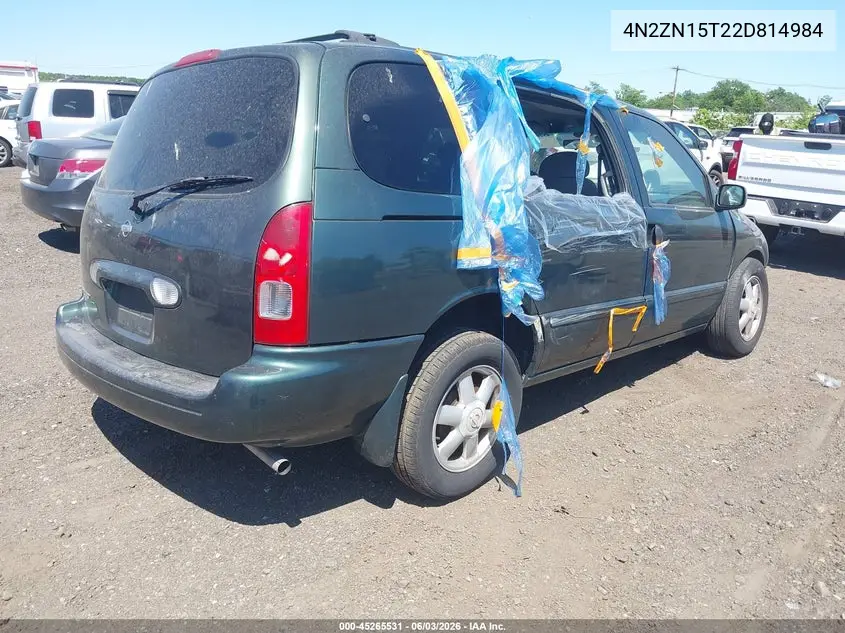 2002 Nissan Quest Gxe VIN: 4N2ZN15T22D814984 Lot: 45265531