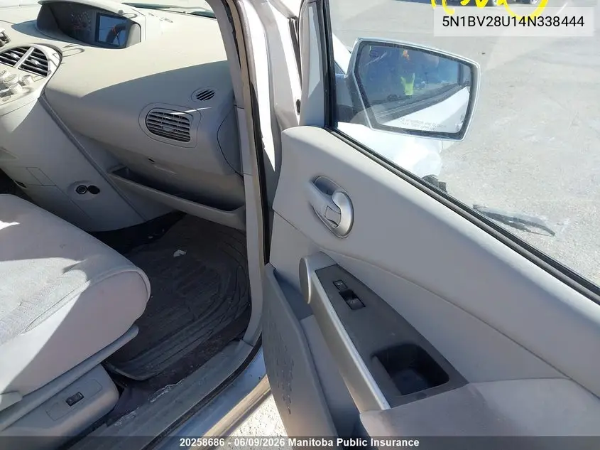 2004 Nissan Quest 3.5 Sl VIN: 5N1BV28U14N338444 Lot: 20258686