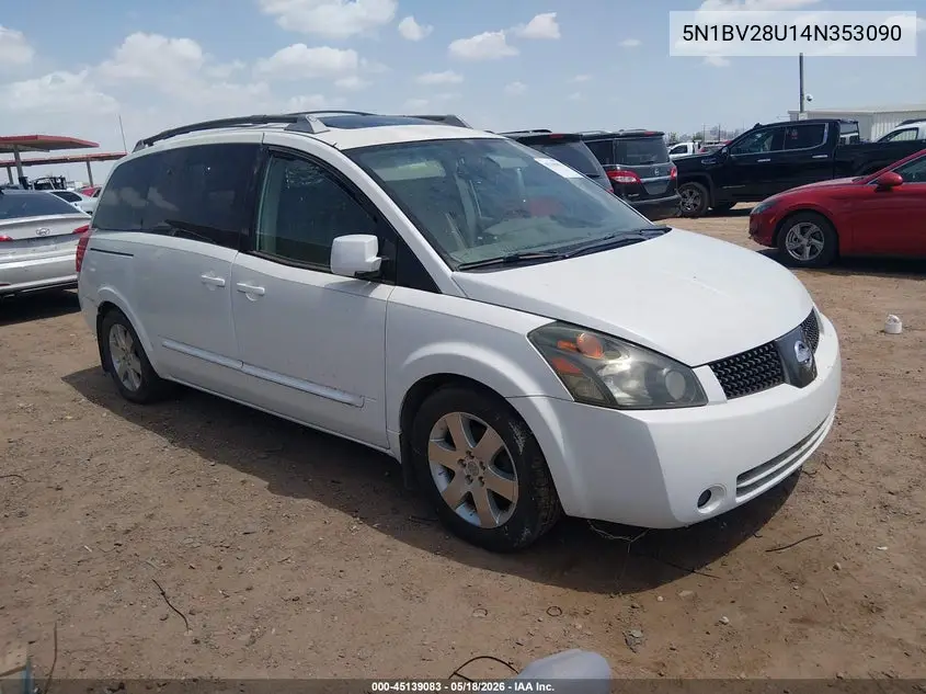 2004 Nissan Quest 3.5 Se VIN: 5N1BV28U14N353090 Lot: 45139083