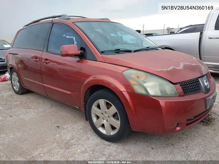 2004 Nissan Quest 3.5 Se VIN: 5N1BV28U54N360169 Lot: 45180522