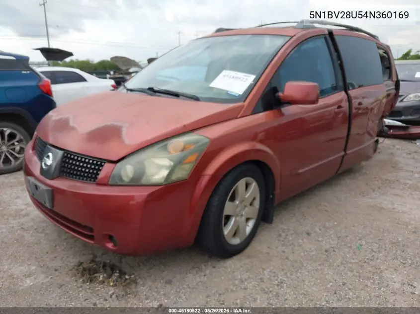2004 Nissan Quest 3.5 Se VIN: 5N1BV28U54N360169 Lot: 45180522