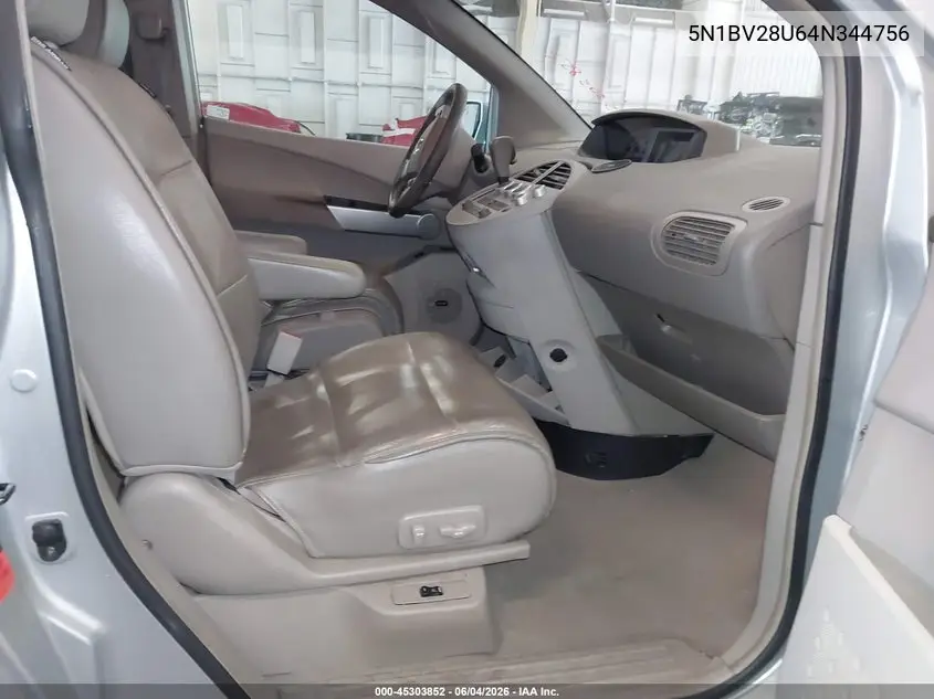 2004 Nissan Quest 3.5 Se VIN: 5N1BV28U64N344756 Lot: 45303852
