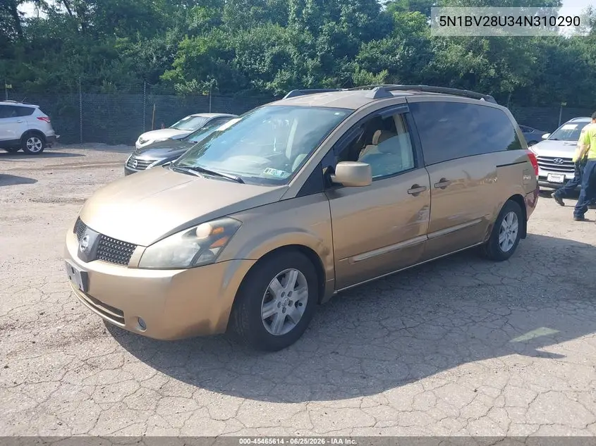 2004 Nissan Quest S/Se/Sl VIN: 5N1BV28U34N310290 Lot: 45465614