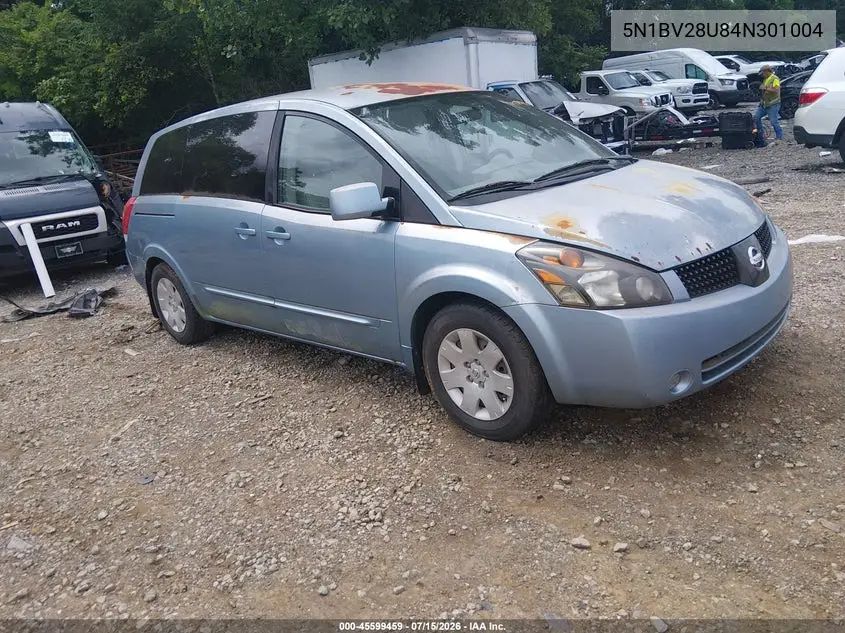 2004 Nissan Quest 3.5 S VIN: 5N1BV28U84N301004 Lot: 45599459