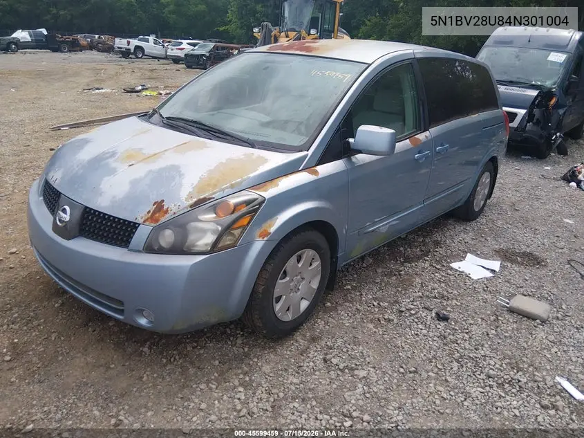 2004 Nissan Quest 3.5 S VIN: 5N1BV28U84N301004 Lot: 45599459