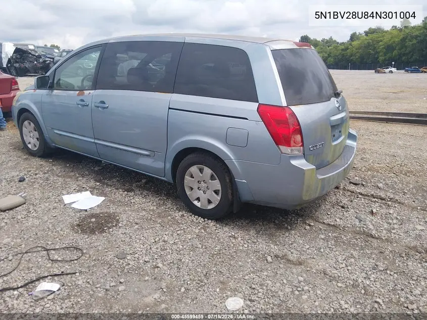 2004 Nissan Quest 3.5 S VIN: 5N1BV28U84N301004 Lot: 45599459