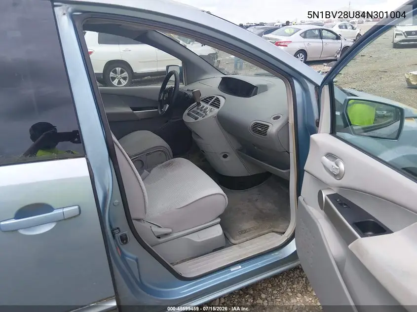 2004 Nissan Quest 3.5 S VIN: 5N1BV28U84N301004 Lot: 45599459