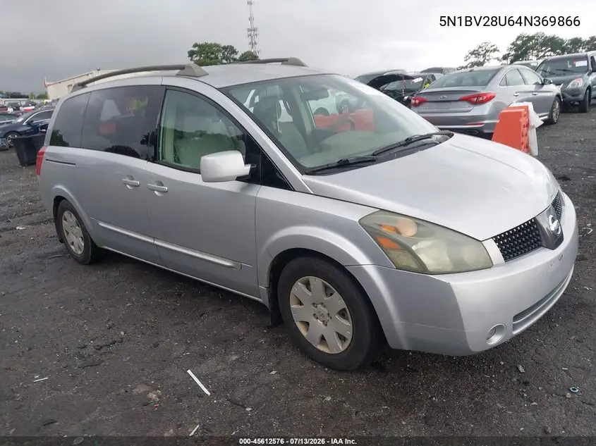 2004 Nissan Quest 3.5 S VIN: 5N1BV28U64N369866 Lot: 45612576