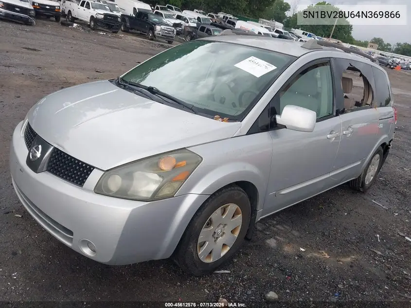 2004 Nissan Quest 3.5 S VIN: 5N1BV28U64N369866 Lot: 45612576