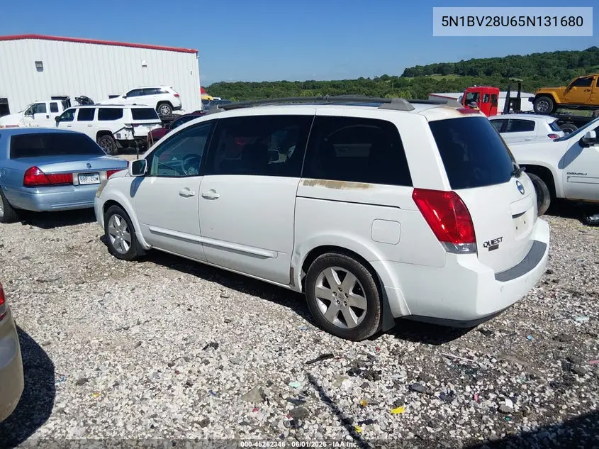 2005 Nissan Quest 3.5 Se VIN: 5N1BV28U65N131680 Lot: 45262346