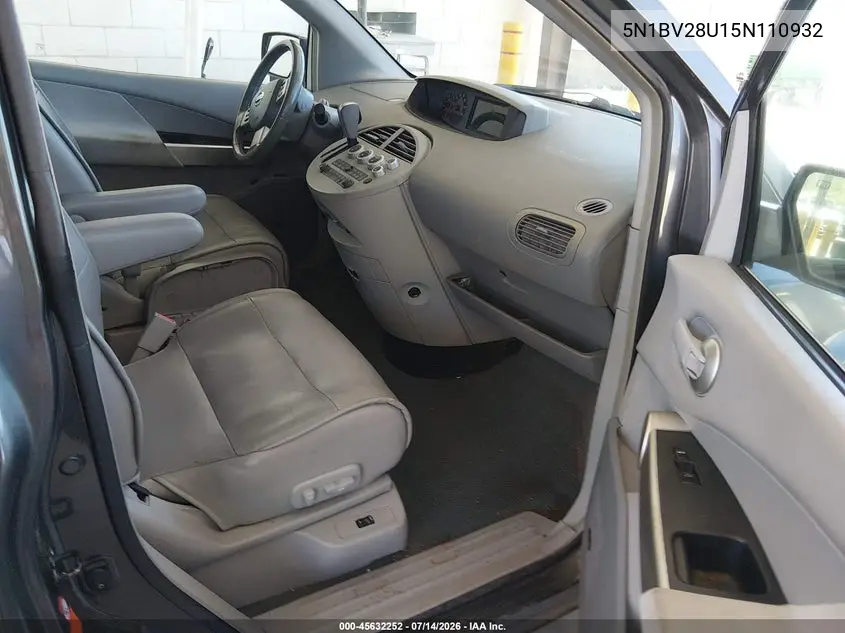2005 Nissan Quest 3.5 Se VIN: 5N1BV28U15N110932 Lot: 45632252