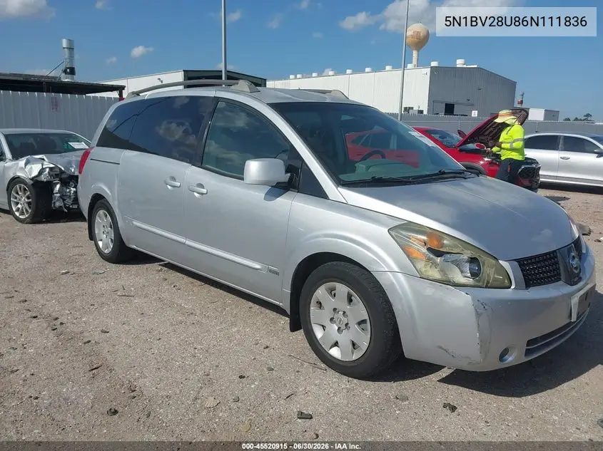 2006 Nissan Quest 3.5 S VIN: 5N1BV28U86N111836 Lot: 45520915
