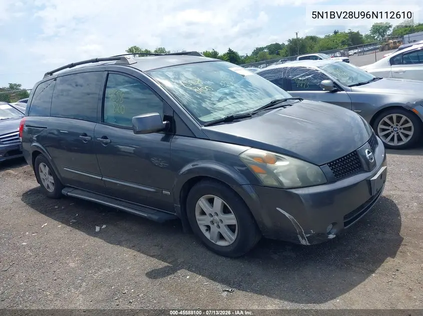 2006 Nissan Quest 3.5 Sl VIN: 5N1BV28U96N112610 Lot: 45588100