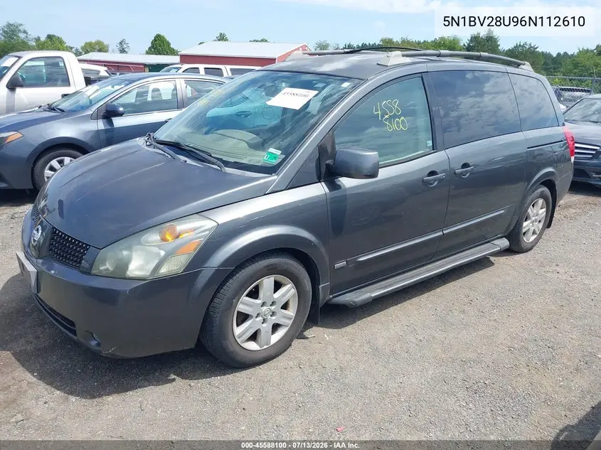 2006 Nissan Quest 3.5 Sl VIN: 5N1BV28U96N112610 Lot: 45588100