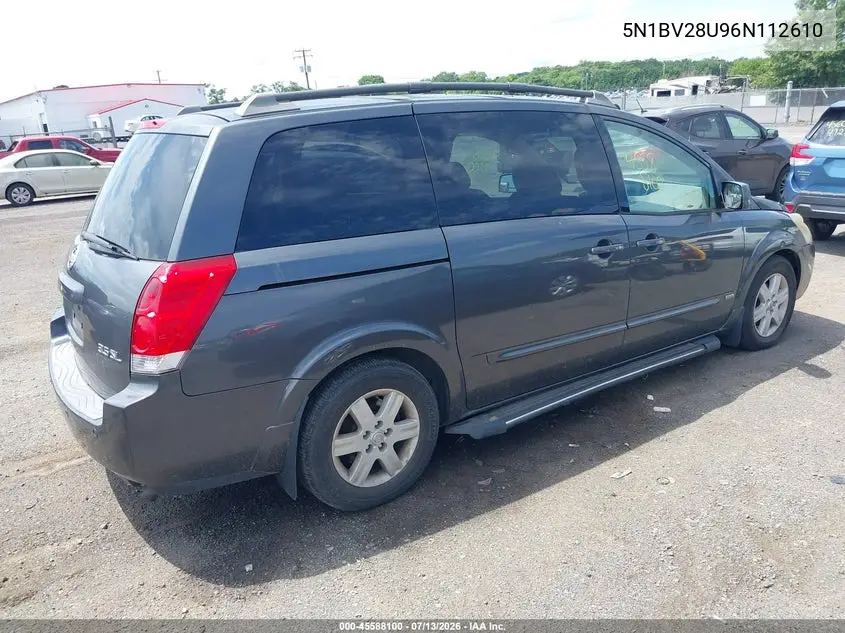 2006 Nissan Quest 3.5 Sl VIN: 5N1BV28U96N112610 Lot: 45588100