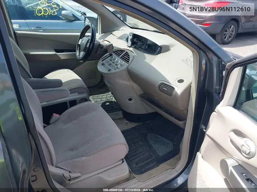 2006 Nissan Quest 3.5 Sl VIN: 5N1BV28U96N112610 Lot: 45588100