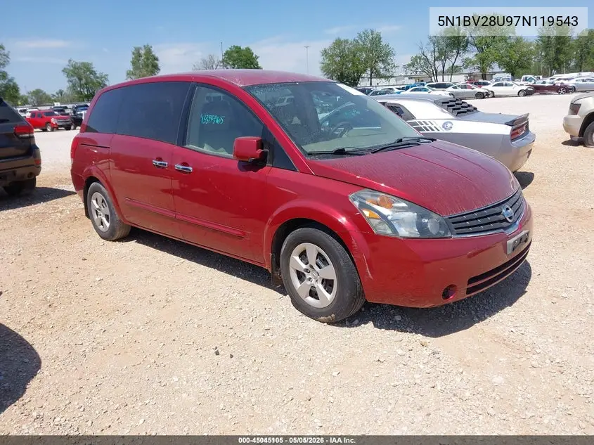 5N1BV28U97N119543 2007 Nissan Quest 3.5