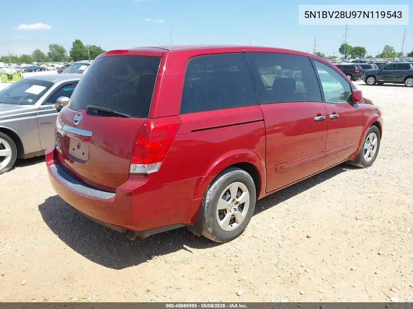 5N1BV28U97N119543 2007 Nissan Quest 3.5