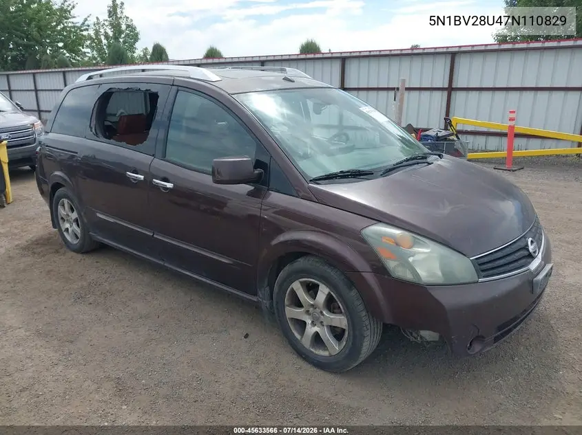 2007 Nissan Quest 3.5 Se VIN: 5N1BV28U47N110829 Lot: 45633566