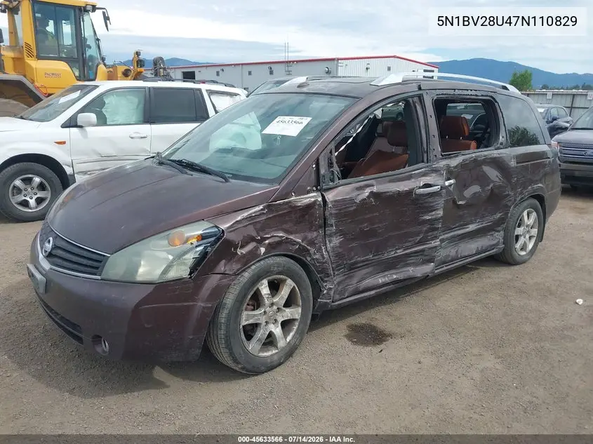 2007 Nissan Quest 3.5 Se VIN: 5N1BV28U47N110829 Lot: 45633566