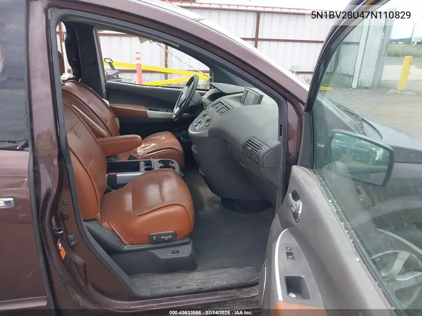 2007 Nissan Quest 3.5 Se VIN: 5N1BV28U47N110829 Lot: 45633566