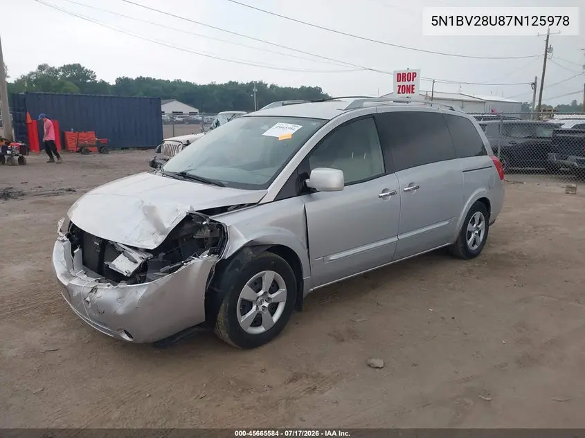 2007 Nissan Quest 3.5 S VIN: 5N1BV28U87N125978 Lot: 45665584
