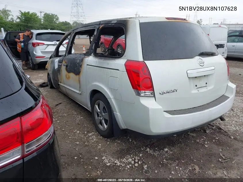 2008 Nissan Quest 3.5 VIN: 5N1BV28UX8N107628 Lot: 45126323