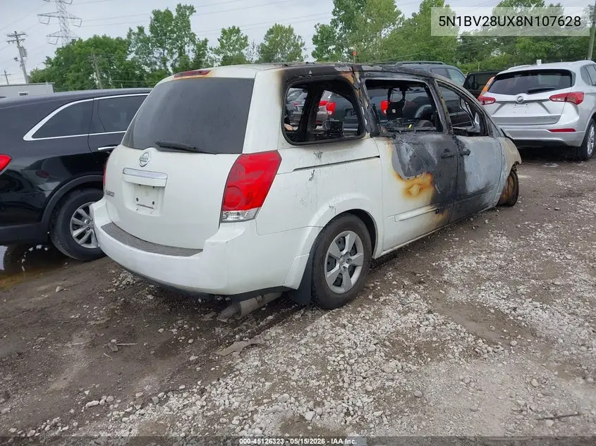 2008 Nissan Quest 3.5 VIN: 5N1BV28UX8N107628 Lot: 45126323