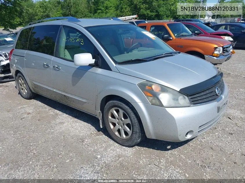 2008 Nissan Quest 3.5 S VIN: 5N1BV28U88N120331 Lot: 45145803