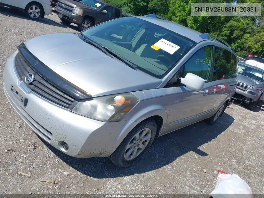 2008 Nissan Quest 3.5 S VIN: 5N1BV28U88N120331 Lot: 45145803
