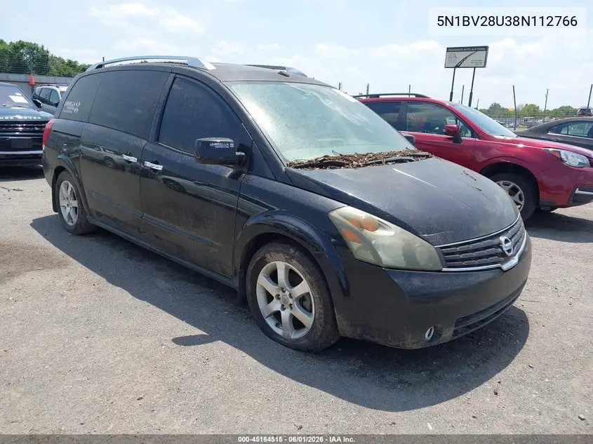 2008 Nissan Quest 3.5 Se VIN: 5N1BV28U38N112766 Lot: 45164515