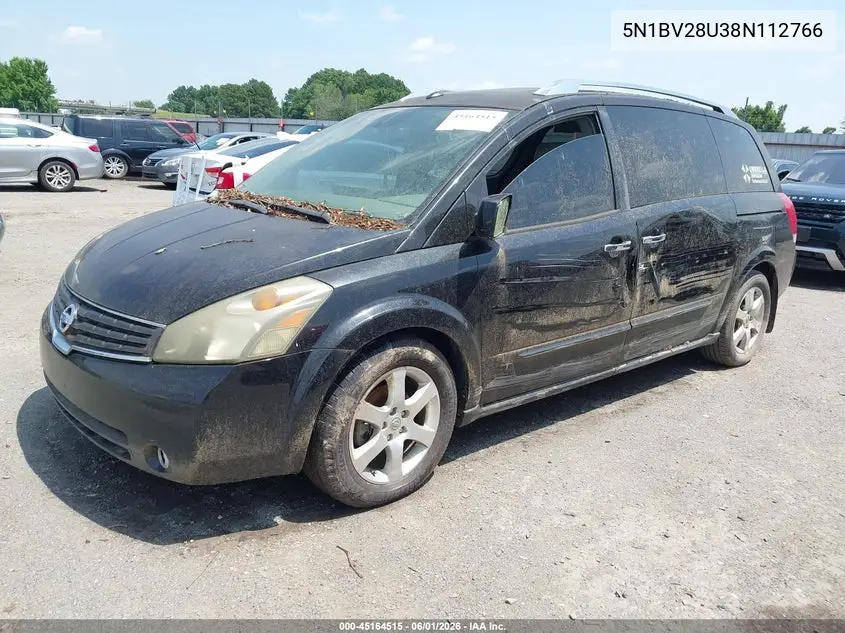2008 Nissan Quest 3.5 Se VIN: 5N1BV28U38N112766 Lot: 45164515