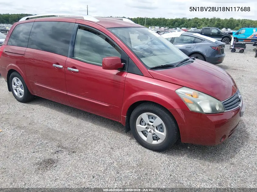 2008 Nissan Quest S/Se/Sl VIN: 5N1BV28U28N117618 Lot: 45288045