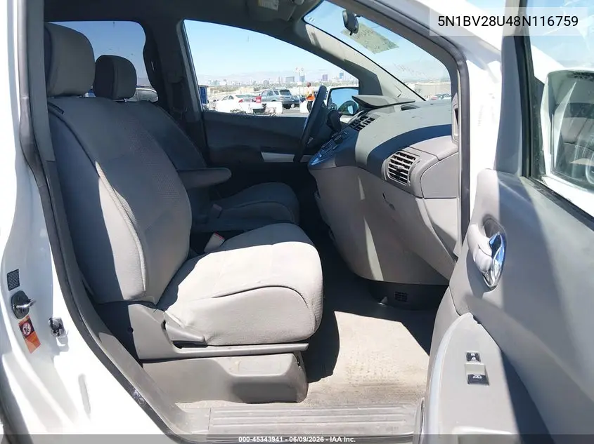 2008 Nissan Quest 3.5 VIN: 5N1BV28U48N116759 Lot: 45343941