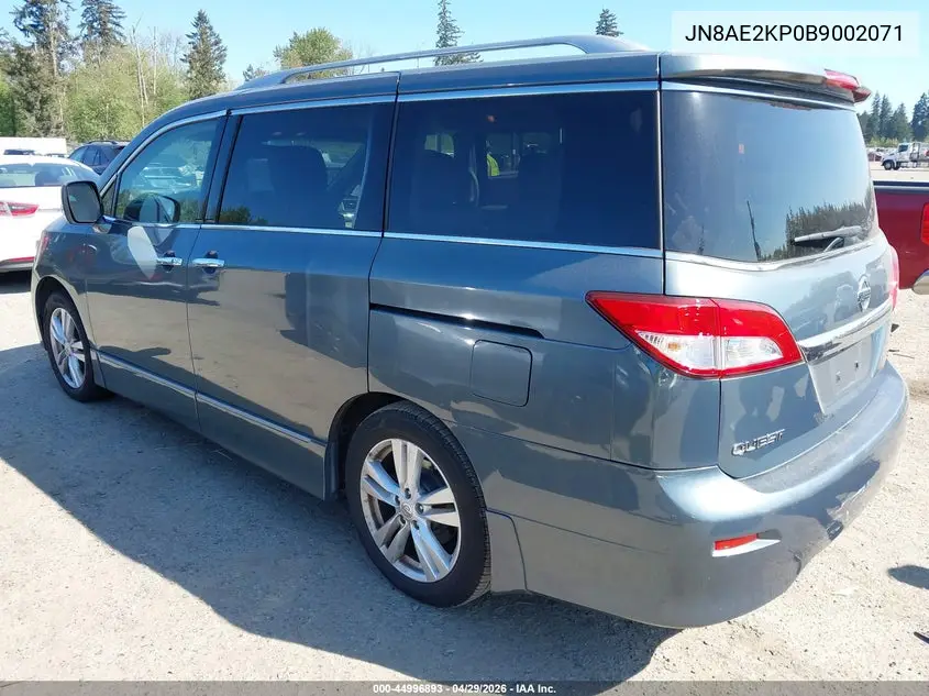 2011 Nissan Quest Sl VIN: JN8AE2KP0B9002071 Lot: 44996893