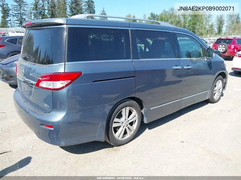 2011 Nissan Quest Sl VIN: JN8AE2KP0B9002071 Lot: 44996893